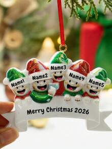 Custom Christmas Name Ornament, Personalized 2-6 Names Buddy Pendant, Customized Text DIY Tree Decoration, Customizable Holiday Gift For Family - Style a - View 6