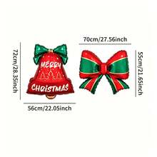 Christmas Bell & Bow Aluminum Foil Balloon Set - Includes 2 Bell Balloons And 2 Bow Balloons - Christmas Tree Hanging Decorations For Holiday Parties - Suitable For Christmas And New Year Decorations - Multicolor - View 4