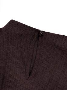 Women's Brown Pleated Waist Mini Dress | Sleeveless Fitted Buckle Design - Brown - View 8