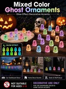 1/50pcs Halloween Ghost Figurines, Glowing Ghost Models, Ghost Decorations, Luminous, Halloween Ghost Decor, Suitable For Fairy Garden, Outdoor Landscape, Halloween Party Decoration - Multicolor - View 1