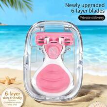 Portable Travel Women's Razor, 6-Layer Lubricated Blades Shaving Razor, Suitable For Underarm And Intimate Area Hair Removal, Painless And Close Shave, Foldable All-In-One 6-Blade Razor, Designed Specifically For Women, Face Razor, Wax Hair Removal - Multicolor - View 4
