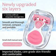 Portable Travel Women's Razor, 6-Layer Lubricated Blades Shaving Razor, Suitable For Underarm And Intimate Area Hair Removal, Painless And Close Shave, Foldable All-In-One 6-Blade Razor, Designed Specifically For Women, Face Razor, Wax Hair Removal - Multicolor - View 5
