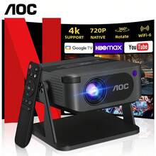 AOC Android 智慧投影機，雙頻 WiFi 2.4G/5G，原生 720P 迷你投影機，支援 4K 解碼，4 角梯形校正，可攜式家用劇院投影機，適用於電影、遊戲、戶外露營 - 查看 3