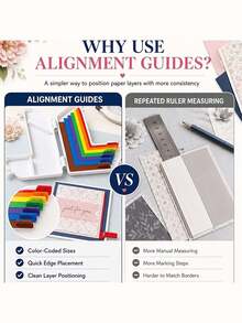 Paper Craft Alignment Guide Set With Storage Box, 7-Piece Precision Layering And Applique Spacers, Suitable For Card Making And Scrapbooking, Color-Coded Tools With Size Labels, 1/16 To 1/2 Inch Increments - Multicolor - View 7