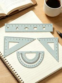 Multifunctional Geometric Ruler Set, Protractor, Triangle Ruler, Straight Ruler, Manual Measurement And Drawing Tools With Storage Box, 4 Colors Available: Pink, Mint Green, Light Blue, Taro Purple, For School, Woodworking, DIY, Teacher Gifts, Back To School Season - Multicolor - View 8