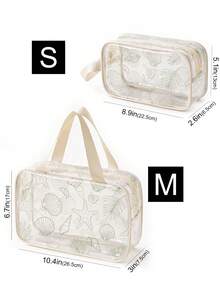 1/3pcs Waterproof PVC Travel Toiletry Bag, Portable Large Capacity Travel Storage Makeup Bag, Multi-Functional Transparent Zipper Makeup Bag Set, Shell Print Beach Bag, Back To School Holiday Essential, Lightweight Storage, Durable And Fashionable, Suitable For Home Use - Ocean World - View 15