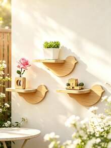 Bird-Shaped Wall Hanging Shelf, Kitchen Living Room Storage Decorative Rack, Windowsill Plant Stand, Bedroom Entryway Storage Shelf, Wooden Creative Entryway Wall Decor - View 5