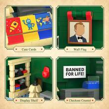 418PCS Retro Architecture Baseball Card Store Building Set,Small Particle Building Blocks,Stree View Construction Toys MOC Bricks Mini Shop Model Assembly Toys,Store Decorative Items,Gifts Set(BAG Package) - Multicolor - View 4