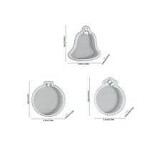 3件組亮面聖誕球鈴墜飾矽膠模具，DIY環氧樹脂模具，適用聖誕墜飾裝飾、鑰匙圈吊飾、珠寶手工藝 - 3pcs/Set 聖誕節吊牌墜矽膠模具 - 查看 3