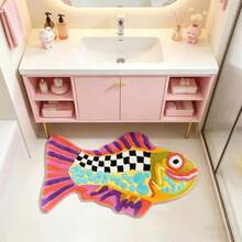 Cute Goldfish Pattern Decorative Rug, Soft Non-Slip Plush Thick Short Pile, Machine Washable, With Non-Slip Backing, Fun Home Decor, Suitable For Bedroom Living Room Entryway Bathroom Toilet, Warm Housewarming Gift - A - View 4
