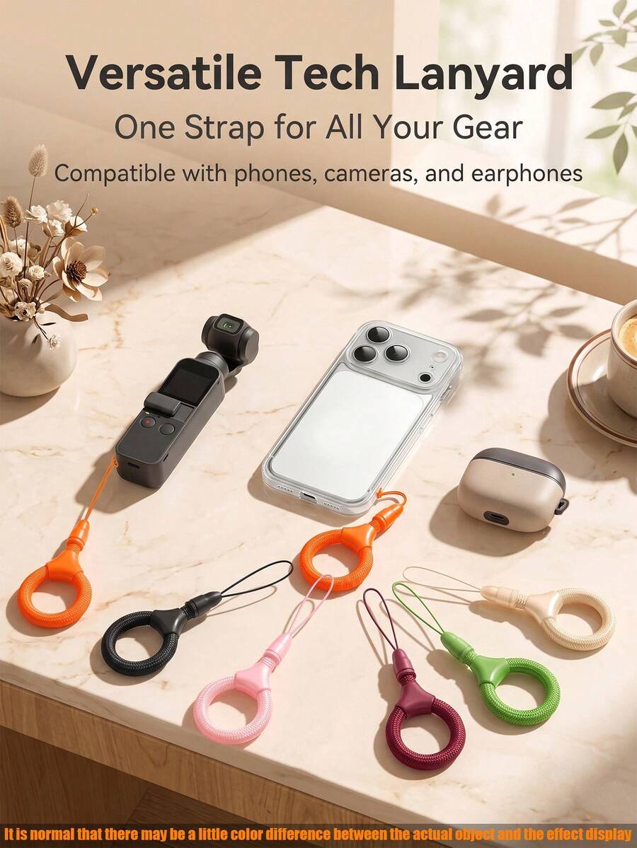 Short Side Mini Hanging Chain Adjustable Length Multi-Function Braided Wrist Strap Compatible With DJI/Bluetooth Earphones/Phones - Multicolor - View 1