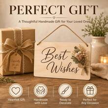 1/5pcs Large Rectangular Wooden Hanging Signs, Suitable For Painting And Graffiti, Home Decor (Artificial Flowers Not Included), Suitable For Birthday, Wedding, Theme Party Decoration, Holiday Hanging Decor, Wall Decoration, Christmas, New Year - A - View 3