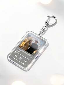 Personalized Photo Keychain, Custom Acrylic Key Ring, Music Player Style Keychain, Photo Memory Gift, Custom Text Key Holder, Couple Keepsake Gift - Multicolor - View 5