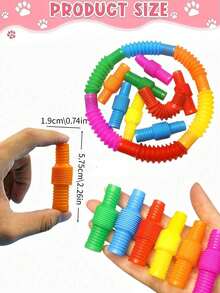 5/10/20Pcs Pop Tubes Random Color Sensory Toys, Fingertip Tubes Christmas Gifts, Connectable, Assembled And Stretchable - Multicolor - View 7