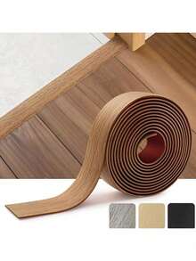 1pc 3.3ft/1m Self‑Adhesive Wood Grain PVC Floor Transition Strip, Peel & Stick No‑Tools Threshold Trim For 4mm Floor Gaps, Seam Cover For Carpet, Tile, Laminate & Vinyl, Anti‑Trip Door Balcony Strip, Damage‑Free DIY Decor For Renters - 4 X 100 cm - View 2