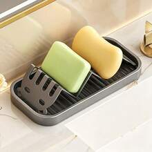 1pc W-Shaped Soap Dish, Countertop Soap Holder, Multi-Functional Bathroom Soap Storage Rack, Home Kitchen Sponge Organizer Tray, Keeps Soap Dry, Bathroom And Sink Countertop Home Storage Accessory - Multicolor - View 12