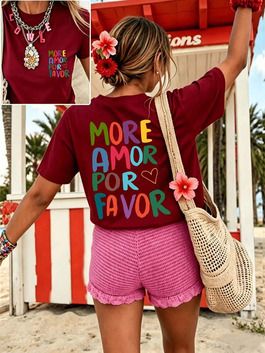 Women T-Shirts - Burgundy - View 1