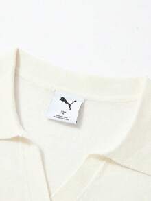 Puma Women's PRIME ESS Knit Polo W - Warm White Knit Collar Short Sleeve T-Shirt 63972287 - Beige - View 3