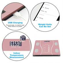 Báscula Inteligente de Grasa Corporal, una Báscula Digital Simple y Práctica que se Puede Conectar a una Báscula Digital de Baño para Mostrar IMC, Grasa Corporal, Masa Muscular y Peso Duradero (Rosa) - Rosa - Ver 3
