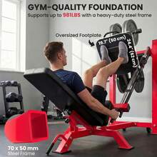 SOOZIER Leg Press Machine With Wheels And Calf Block, Adjustable Squat Machine For Home Gym With Barbell Plate Storage, 1000 Lbs Capacity Heavy Duty Leg Workout Equipment - Red - View 3