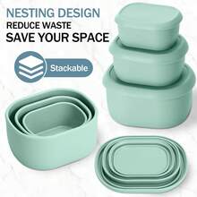 300ml/200ml Silicone Baby Food Container, Mini Lunch Box, Snack Box, Jam Jar, Essential Picnic Utensils, Customizable With Name And Pattern - Multicolor - View 7