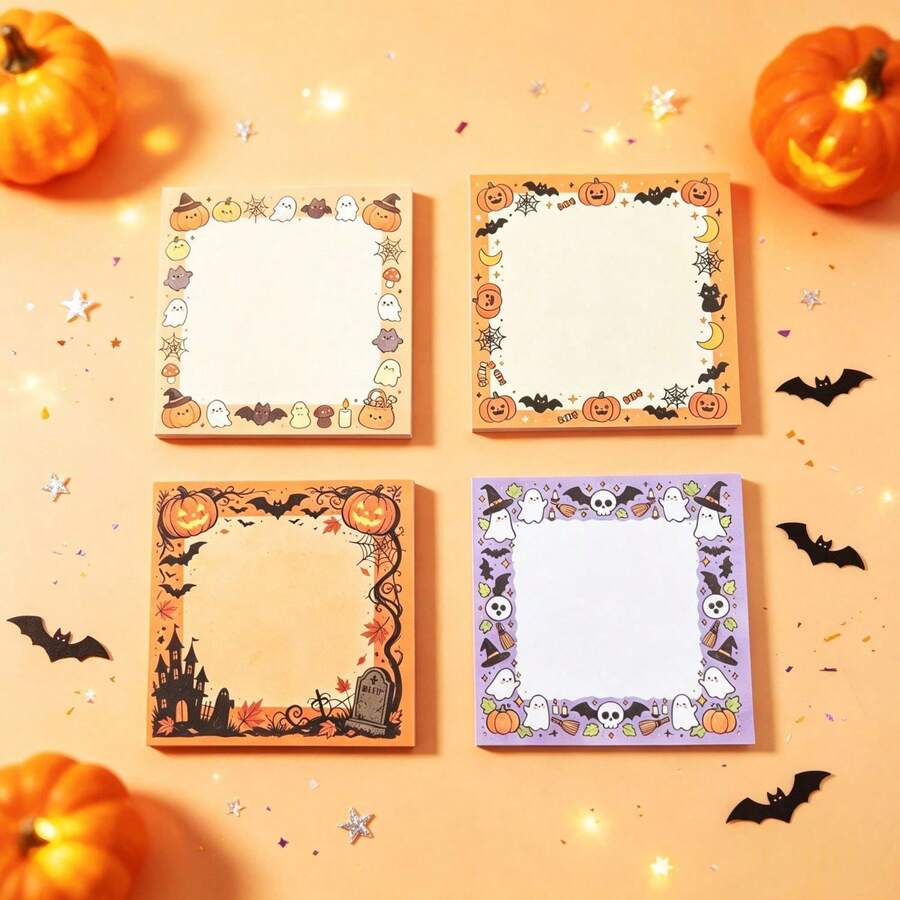Halloween Themed Decorative Memo Pad, Suitable For Journaling, Crafting And Office Notes, Room Decor Home Decor Halloween Decor - A - View 1