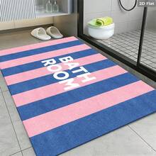 1pc Diatomaceous Earth Bathroom Mat, Absorbent Quick-Drying Non-Slip Bathroom Door Mat, Fresh Color-Block Vertical Striped Bathroom Rug, Shower Room Home Use, 40*60cm And Other Sizes Available - A - View 6