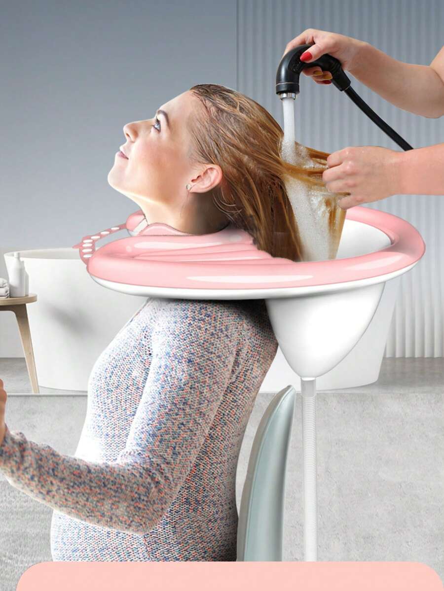 Foldable Horizontal Inflatable Home Hair Washing Basin, No-Bend Lying Hair Washing Tub, Suitable For Home Hair Washing And Hair Care, Comes With Drainage Pipe, Air Pump, Storage Bag And More, Bathroom Cleaning Supplies - Multicolor - View 1