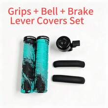 MOTSUV Set Bicycle Handlebar Rubber Soft Comfortable Grip Anti-Slip + Bell + Brake Cover - Multicolor - View 11