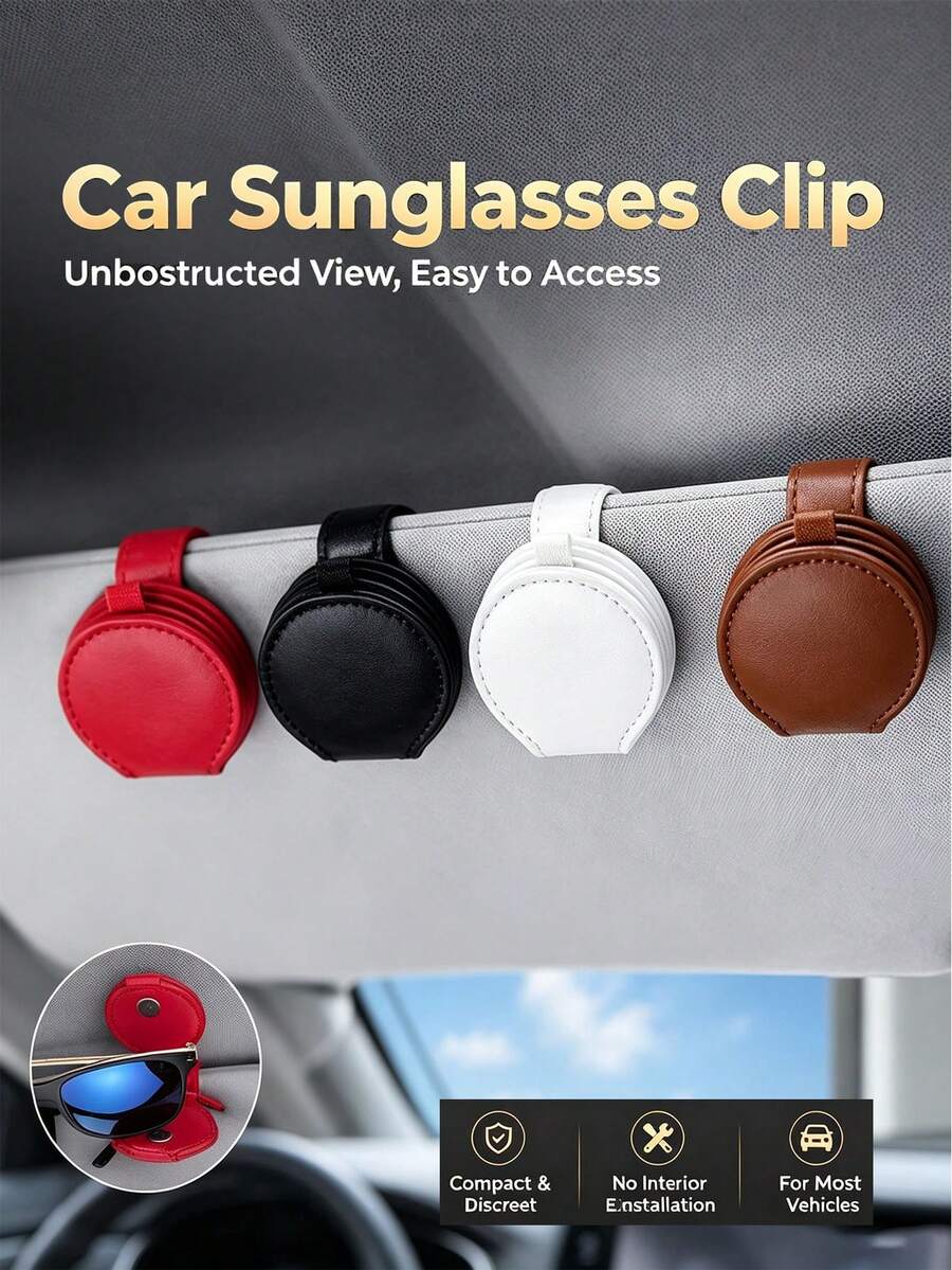 1pc Multifunctional Car Sun Visor Glasses Clip, Integrated Card & Receipt Storage Bracket, Practical Auto Interior Hanging Rack, Vehicle Visor Storage Caddy For Driver Daily Small Item Arrangement & Car Interior Tidying Accessories