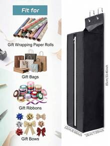 1pc Black PVC Gift Wrapping Paper Storage Hanging Bag, Door Back Hat Storage Bag, Large Capacity Space-Saving Closet Storage Bag, Art Room Craft Paper Storage Bag, Suitable For Holidays, Study, Classroom, Bedroom - Black - View 2