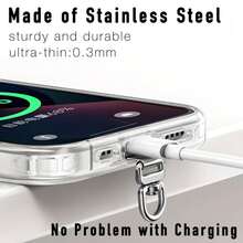 20Pcs Universal Phone Lanyard Clips,Anti-Loss Phone Lanyard Patches,Ultra-Thin Phone Tether Patch Connectors With D-Ring,Suitable For All Phone Cases - Silver - View 8