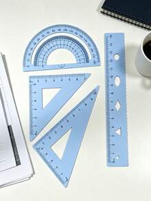 Multifunctional Geometric Ruler Set, Protractor, Triangle Ruler, Straight Ruler, Manual Measurement And Drawing Tools With Storage Box, 4 Colors Available: Pink, Mint Green, Light Blue, Taro Purple, For School, Woodworking, DIY, Teacher Gifts, Back To School Season - Multicolor - View 5