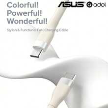 ASUS 60W Fast Charging Data Cable, Available In 1m/2m Lengths, Compatible With Apple 17ProMax/17Pro/17/16ProMax/16Pro/16/15ProMax/15Pro/15, Samsung Phones, Tablets, And Car Charging, Made Of Silicone, Comfortable To Touch, And Tangle-Free - White - View 6