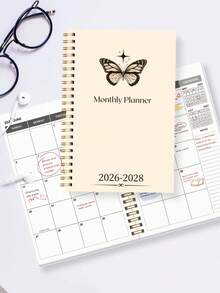 1本 2026-2028 學年週計畫與月計畫筆記本，中性款，含月計畫與備忘頁，辦公與學校用品，成人禮物，教師禮物 - 彩色 - 查看 6