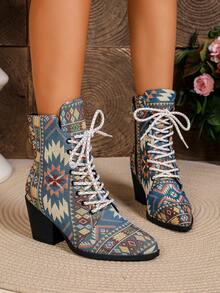 Botas de Tornozelo Elegantes Femininas Outono/Inverno Casual Confortável 2025 Nova Bege Salto Baixo Bico Fino Cor Sólida Zíper Traseiro Sola de PU, Adequada para Compras, Férias, Viagens, Deslocamento, Dia dos Namorados Branco, Halloween, Cyber Monday - Azul - Visão 1