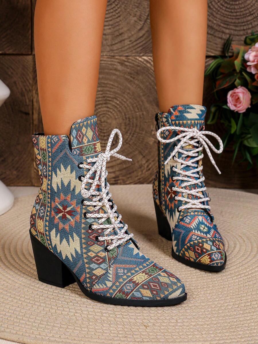 Botas de Tornozelo Elegantes Femininas Outono/Inverno Casual Confortável 2025 Nova Bege Salto Baixo Bico Fino Cor Sólida Zíper Traseiro Sola de PU, Adequada para Compras, Férias, Viagens, Deslocamento, Dia dos Namorados Branco, Halloween, Cyber Monday - Azul - Visão 1
