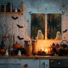 2/4/48pcs Halloween Series Forest Swing Ghost Pattern Printed Kitchen Towels - Super Soft, Highly Absorbent Polyester Tablecloths And Hand Towels, Perfect For Holiday Decor, Kitchen Decor, Party Decor. - Multicolor - View 3