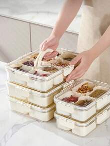 2/4/8 Compartment Snack Box, Portable Travel Cold Cut Meat Board With Lid, Refrigerator Food Storage Container, Snack Organizer Box, Divided Storage Box, Salad Box, Extend Food Freshness, Home Storage Organizer - Multicolor - View 1