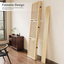 Room Divider With Shelves, .9-Inch Tall Japanese Shoji Style Wood Screen With Double Hinges For Home Office Bedroom Hotel Decoration - Natural Shelves - View 4