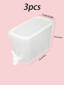 1/2/3pcs 3.5L Plastic Beverage Dispenser With Faucet, Fridge Drink Dispenser, Wide Mouth Narrow Body Container, Suitable For Fruit Tea, Lemonade, Ideal For Fridge And Party Use - View 7