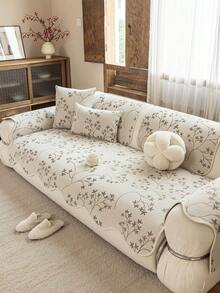 1 Stück Chenille-Sofabezug mit hohem Flächengewicht, rutschfeste haustierfreundliche Sofaauflage, dekorativer Stoff für alle Jahreszeiten und Feiertage, Heimdekoration, geeignet für 1/2/3/4-Sitzer Sofa Armlehne und Rückenlehne - Beige - Übersicht 3