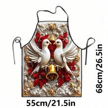 1pc Christmas Santa, Christmas Bell, Christmas Snowflake, Christmas Reindeer, Christmas Tree, Christmas Snowman, Christmas Penguin, Christmas Cartoon Animal Pattern Chef Apron, Apron, Suitable For Home Decor And Kitchen Use. Made Of 100% Polyester Material, Designed As Sleeveless Style, Perfect For Home Kitchen, Outdoor BBQ Cooking. This Printed Apron Is Unisex, Machine Washable And Reusable, An Essential Kitchen Item - Multicolor - View 10
