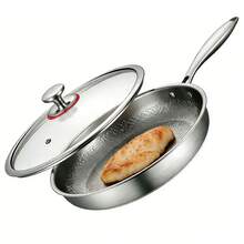 SHIOUCY 11.02" Silver Multi-Layer Steel Nano Titanium Frying Pan, 842℉ Heat Resistant Cookware, Nonstick Cooking Skillet, Induction Gas Cooktop Compatible Pan - 11.02 In/28 cm - View 8