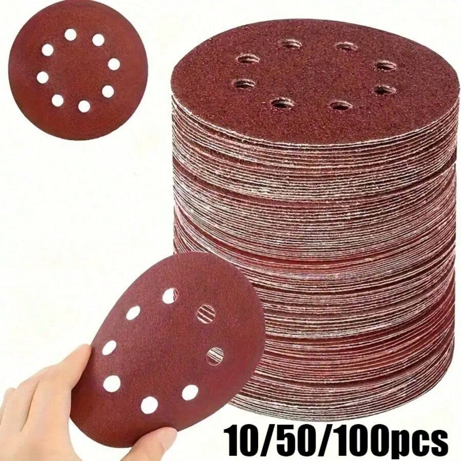 10/50/100片 125mm 砂輪盤 60/80/100/120/150/180/240/320/400/600/800/1000目 適用5英吋8孔圓盤