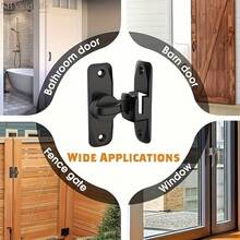 Heavy Duty Anti-Theft Door Lock/Latch (2pcs) – Sturdy Latch For Stable And Commercial/Residential Security; Features Adjustable Sliding Stop (90°/180°), Tamper-Proof Design, Manual Operation, And Includes Screws. - Sliding Door Latch - View 1