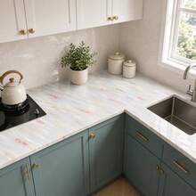 1 Roll Yellow Marble Wallpaper Marble Pattern Renovation Sticker Thickened Version Extra Thick Wallpaper Kitchen Oil-Proof Sticker Heat-Resistant Waterproof Moisture-Proof Mold-Proof Stove Self-Adhesive Wallpaper Tile Wall Cabinet Desktop Renovation Yellow Faux Marble Film Sticker Wall Sticker Home Decor Sticker Winter Decoration Renovation Sticker - Pattern - View 5