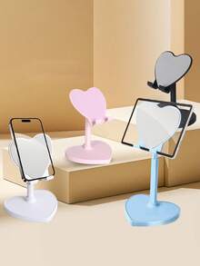 1pc Cute Heart-Shaped Adjustable Phone & Tablet Stand, Foldable Portable Extendable Desktop Holder With Adjustable Height & Viewing Angle, Stable Non-Slip Base, Universal Hands-Free Stand For Watching Videos, Live Streaming, Home, Office & Dorm - A - View 11
