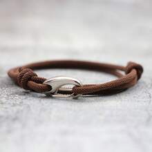 diffone Minimalist Braided Bracelet, Unisex Adjustable Double-Layer Bracelet, Boyfriend Gift, D-Ring Clasp, Outdoor Adventure Paracord Bracelet - Brown - View 6