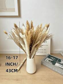 38/60/80/110pcs White Artificial Pampas Grass Decor 17.3/Inch Small Fake Reed Feather Bouquet, Bohemian Style, Wedding Vase, Wreath Decoration, Bedroom Decor, Bohemian Wedding, Mother's Day Gift, Suitable For Halloween, Christmas, Aesthetic Home - Apricot - View 5